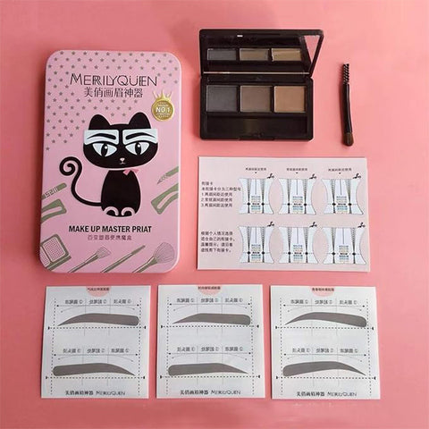 Stickable Artifact Thrush Aid Card,Eyebrow Card Thrush Card Eyebrow Paste Word Eyebrow Lazy Thrush Card Thrush Artifact set Eyebrow Stickers (Suit Box