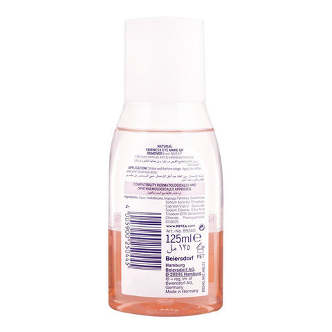 Nivea Natural Fairness Eye Make-Up Remover, Effectively Removes Kohl & Waterproof Mascara, 125ml