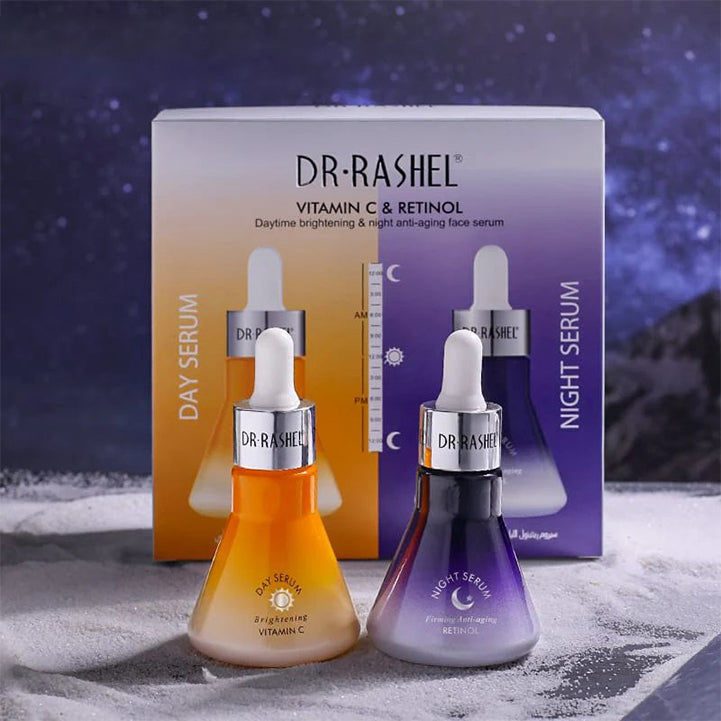 Dr.Rashel Vitamin C & Rentinol Day & Night Face Serum - Day & Night Serum - Pack Of 2