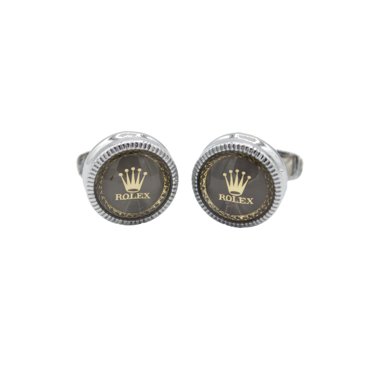 Crown Branded Black Gold Cufflinks Stud - Hopshop