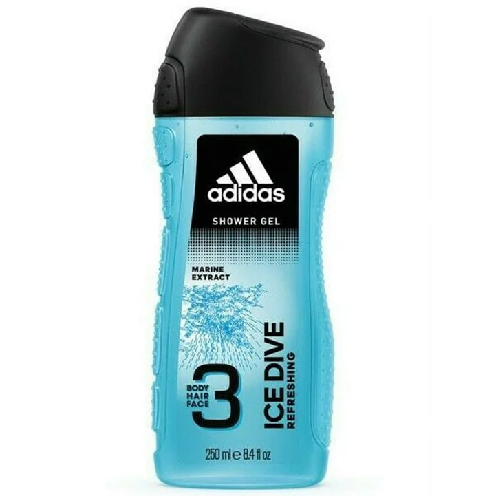 Adidas Ice Dive Refreshing 3-in-1 Body, Hair & Face Wash, Marine Extract, 13.5 Ounce