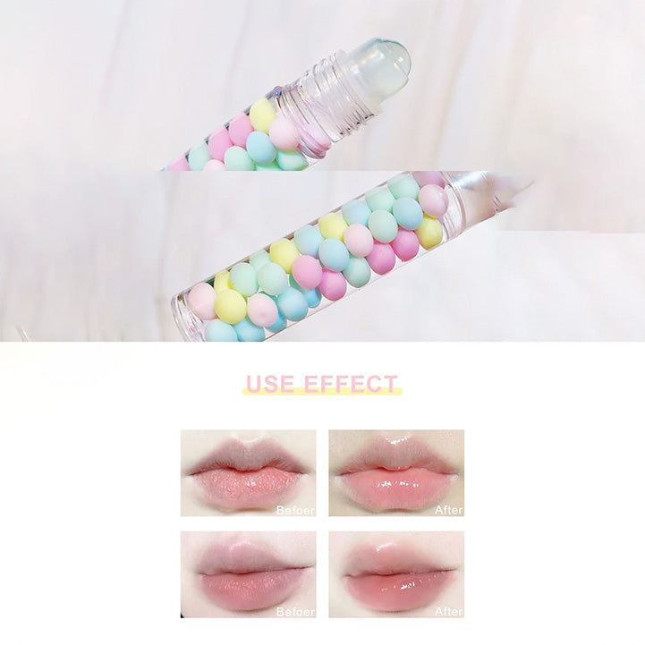 Scented lip glaze transparent glass lip gloss lip oil lipstick fruit lip balm ball liquid moisturizing plumper - Hopshop