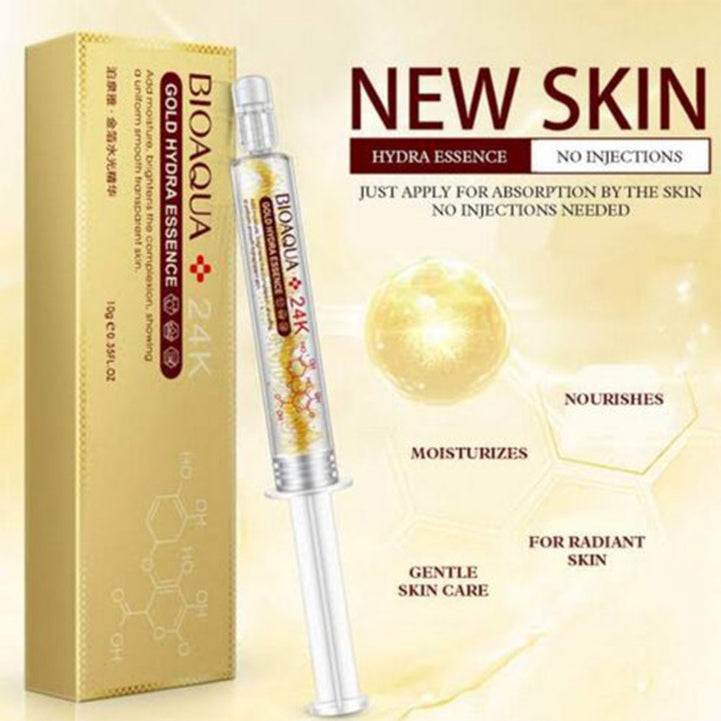 Bioaqua 24k gold foil water light needle collagen smear hyaluronic acid moisturizing face serum skin care 10ml - Hopshop