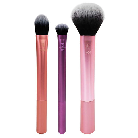 Real Techniques - Travel Essentials Makeup Brush Kit, Makeup Brush, Multicolored, Vegan Synthetic Makeup Brush Bristles