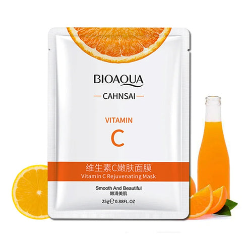 Bioaqua cahnsai vitamin c pack of 5 masker rejuvenation face sheet mask - Hopshop