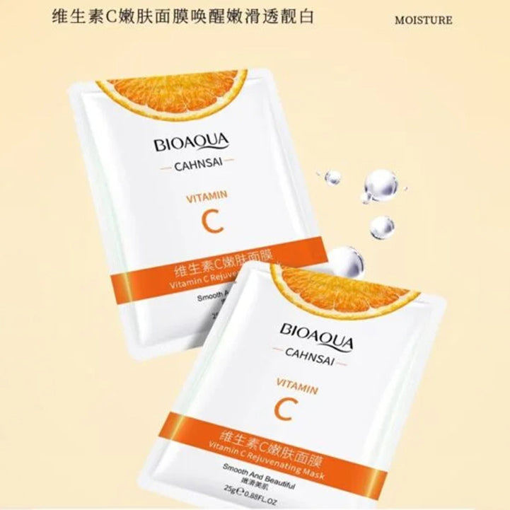 Bioaqua cahnsai vitamin c pack of 5 masker rejuvenation face sheet mask - Hopshop