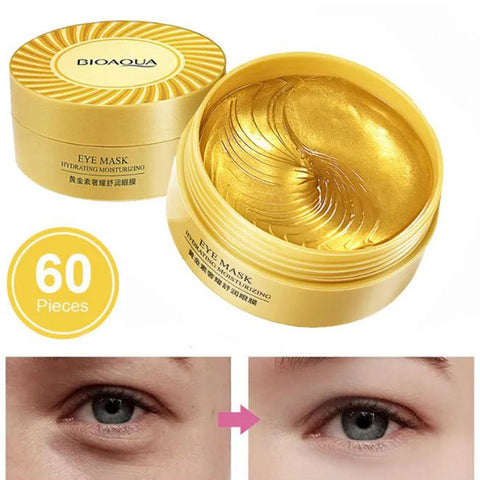 Bioaqua 60Pcs Gold Collagen Eye Mask Anti Wrinkle Sleep Crystal Eye Patch Moisturizing Dark Circles Remover Eye Mask Eye Care