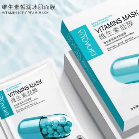Bioaqua vitamins moisture ice skin mask face sheet mask pack of 5 - Hopshop
