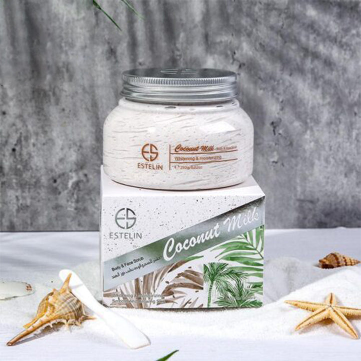 Estelin coconut milk body and face scrub authentic - Hopshop