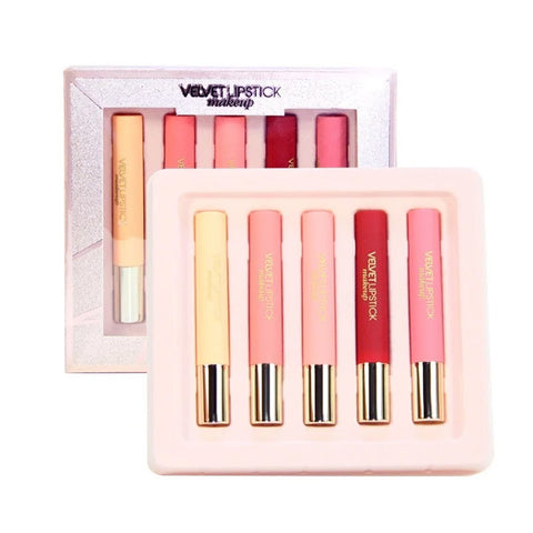 PACK OF 5 VALVET LIPSTICKS VALVET TOUCH AND EASY APPLICATION