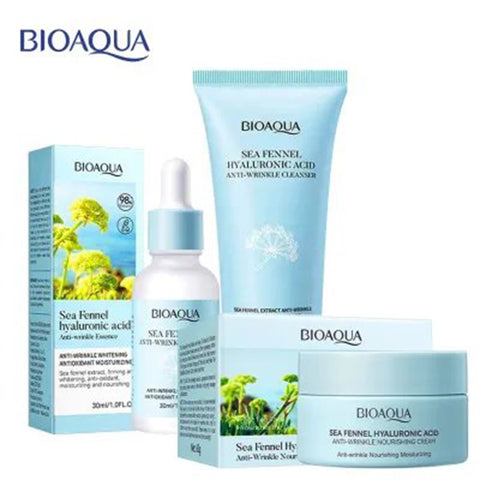 Bioaqua Pack Of 3 Anti-Wrinkle Nourishing Moisturizing Face Cream Anti wrinkle Brightening Face Wash essence Firming Moisturizing