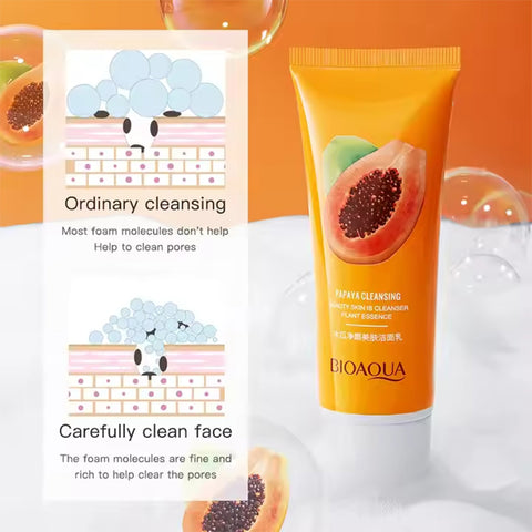 BIOAQUA wash pore cleaning Papaya extract moisturizing smooth face cleanser