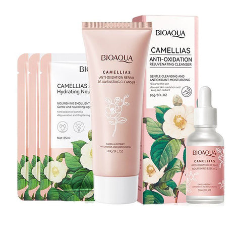 Bioaqua Pack Of 03 Camellias Whitening Anti-Oxidation Hydrating Nourishing Rejuvenating Series