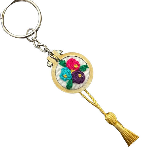 Stitched Blossom Handcrafted Keychain