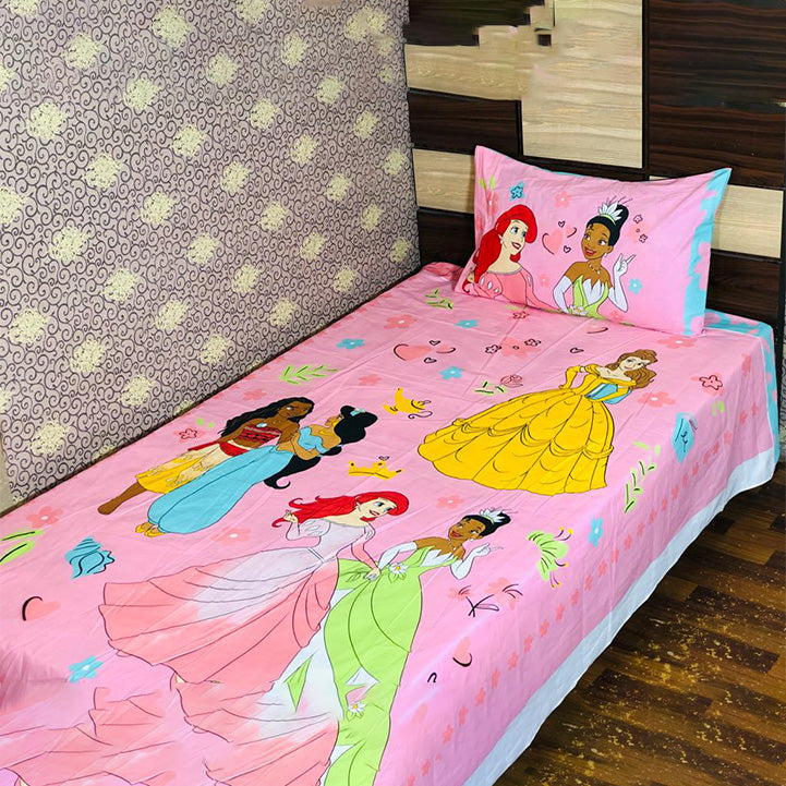 Disney Princess Single Bed Sheet with Pillow - Hopshop