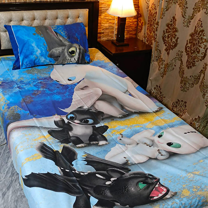 How to train your dragon Single Bed Sheet with Pillow - Hopshop