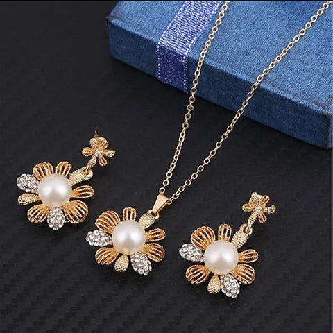 Simulated Pearl Jewelry Sets Fashion Gold/Silver Color Geometric