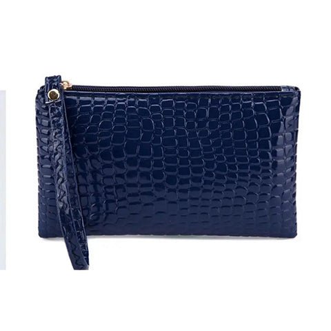 Crocodile Women Purse With Zipper  - Blue