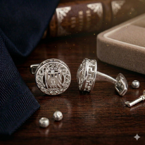 Silver Colored Cufflinks For Men