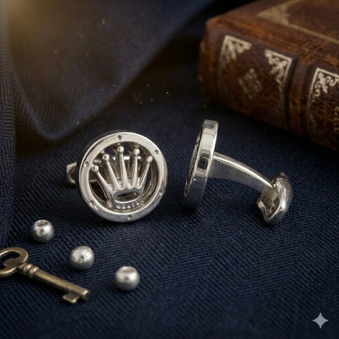 Silver Crown Cufflinks For Men