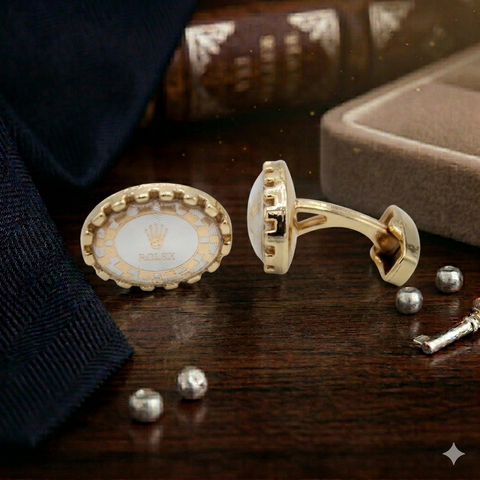 Crown Branded White Gold Cufflinks Stud