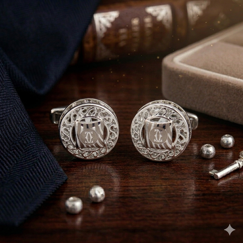 Silver Colored Cufflinks For Men