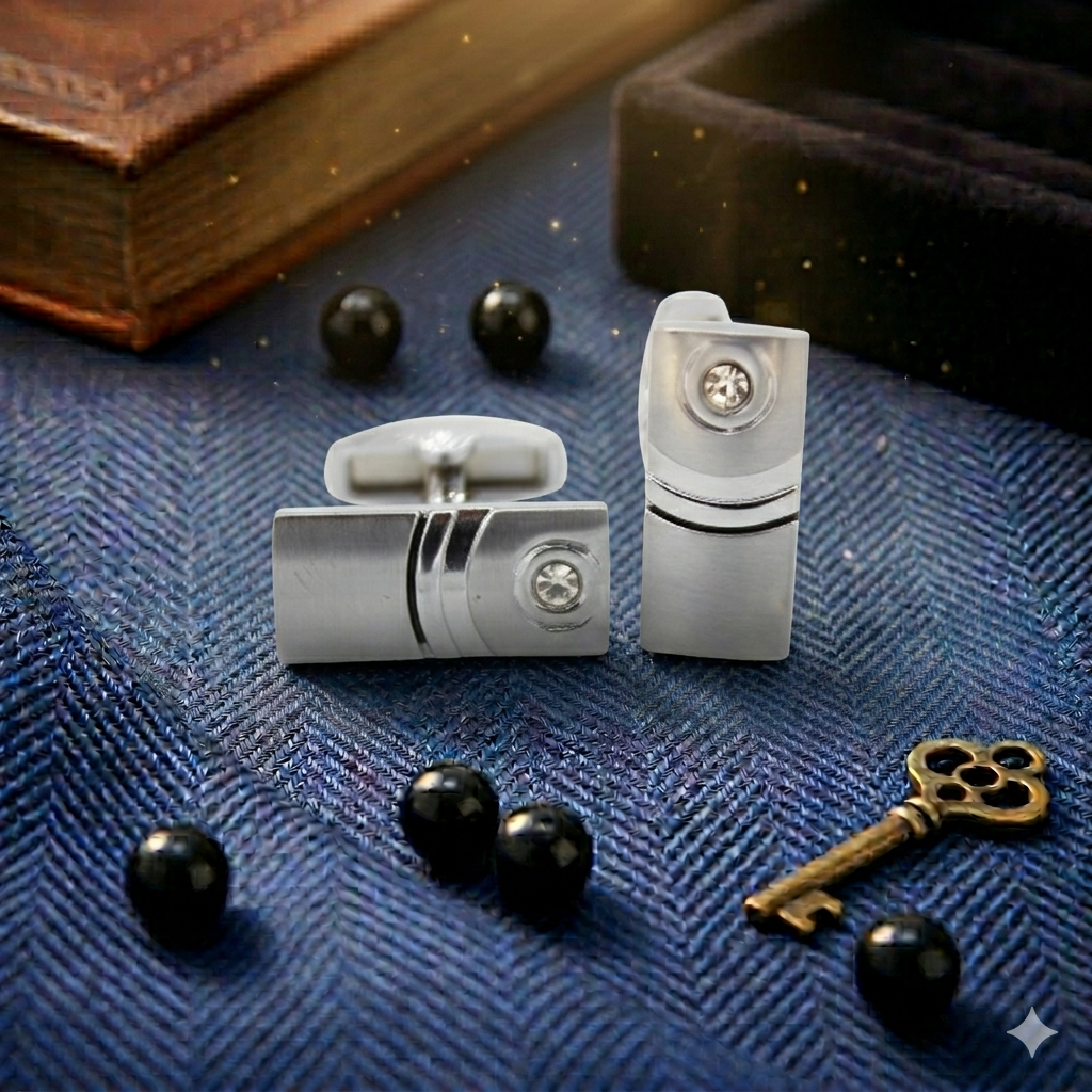 Silver Colored Cufflinks For Men