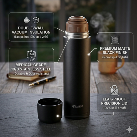 Premium Quality Mat Black Stainless Steel Thermos